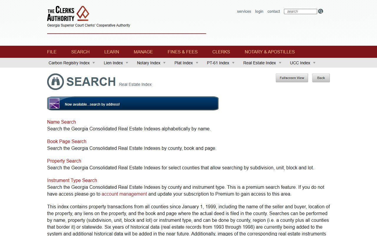 Marion County Clerk of the Superior and Juvenile Court GSCCCA real estate search
