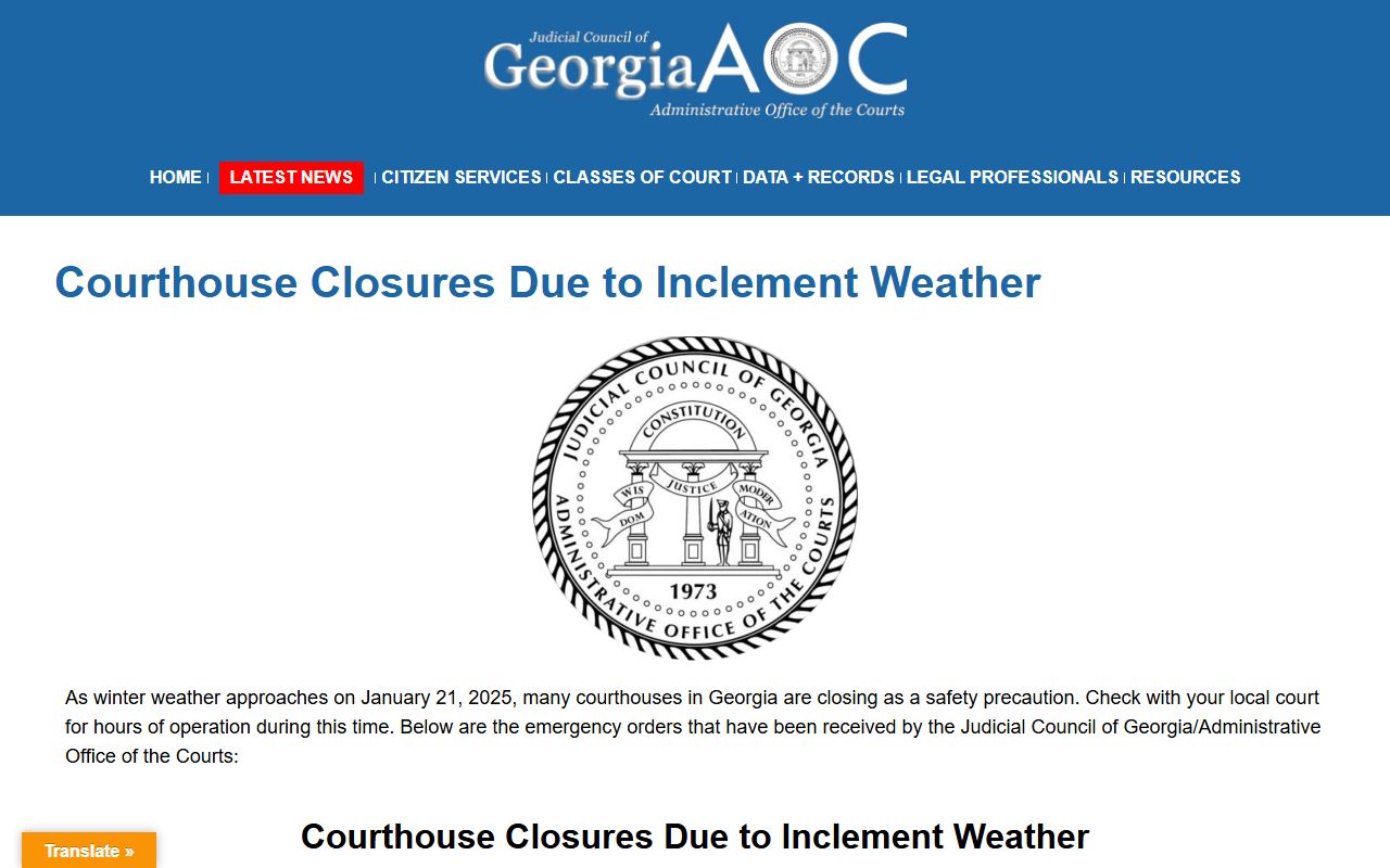 Marion County court dockets Georgia Courts courthouse closures notice