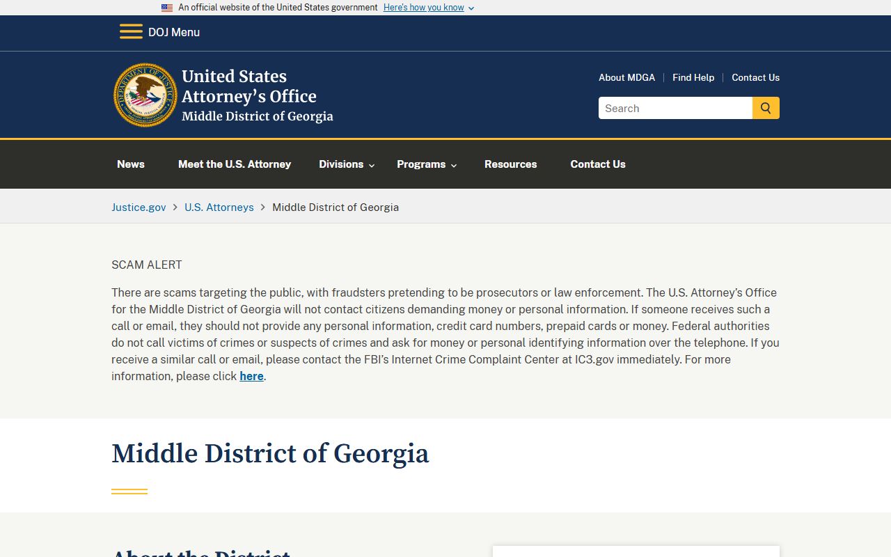Marion County criminal court records federal prosecution source for Middle District of Georgia