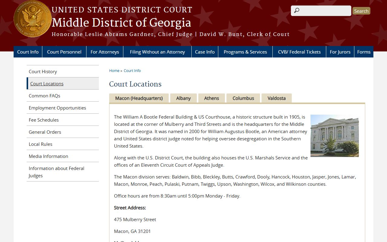 Marion County Superior Court Middle District of Georgia court locations