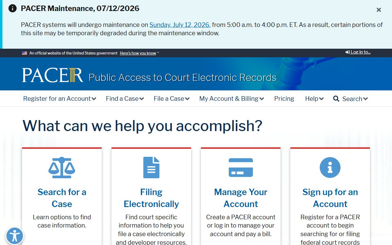 Marion County Superior Court PACER federal case records portal