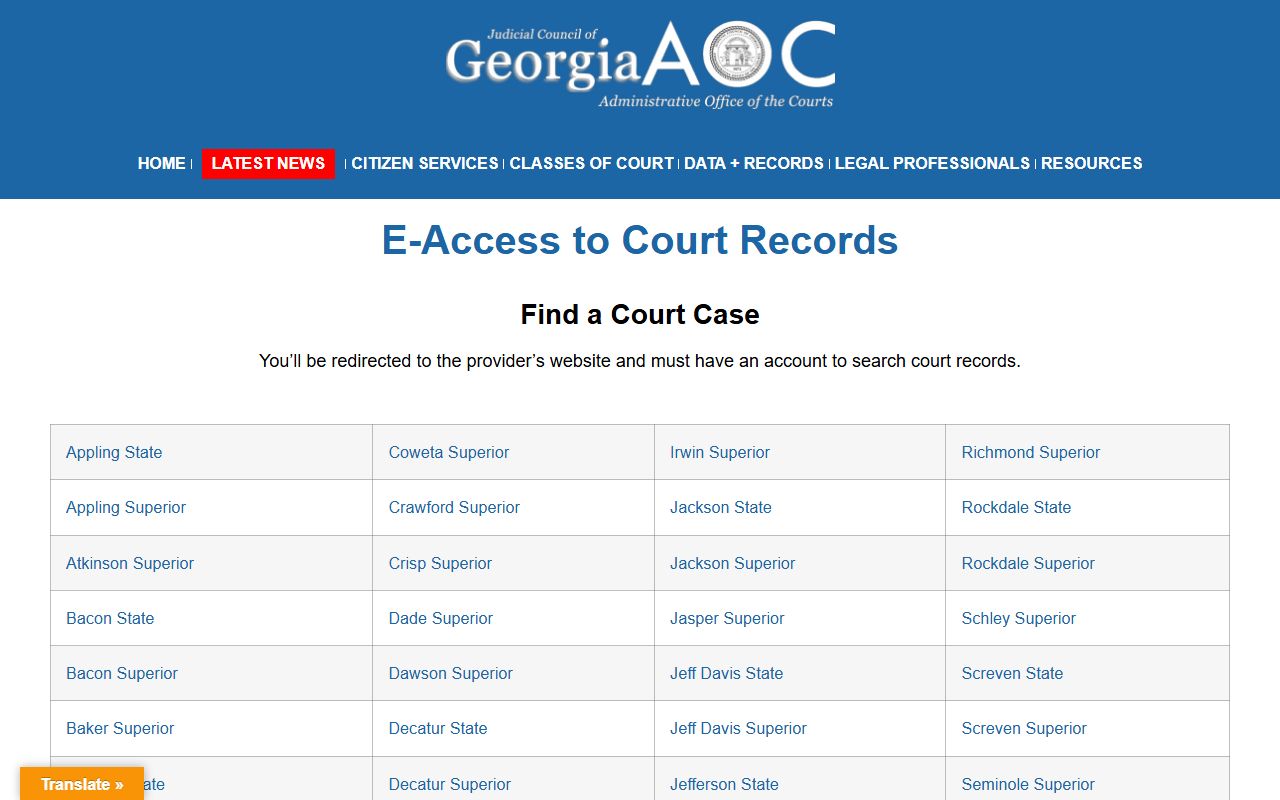 Marion County court records Georgia e-access handoff