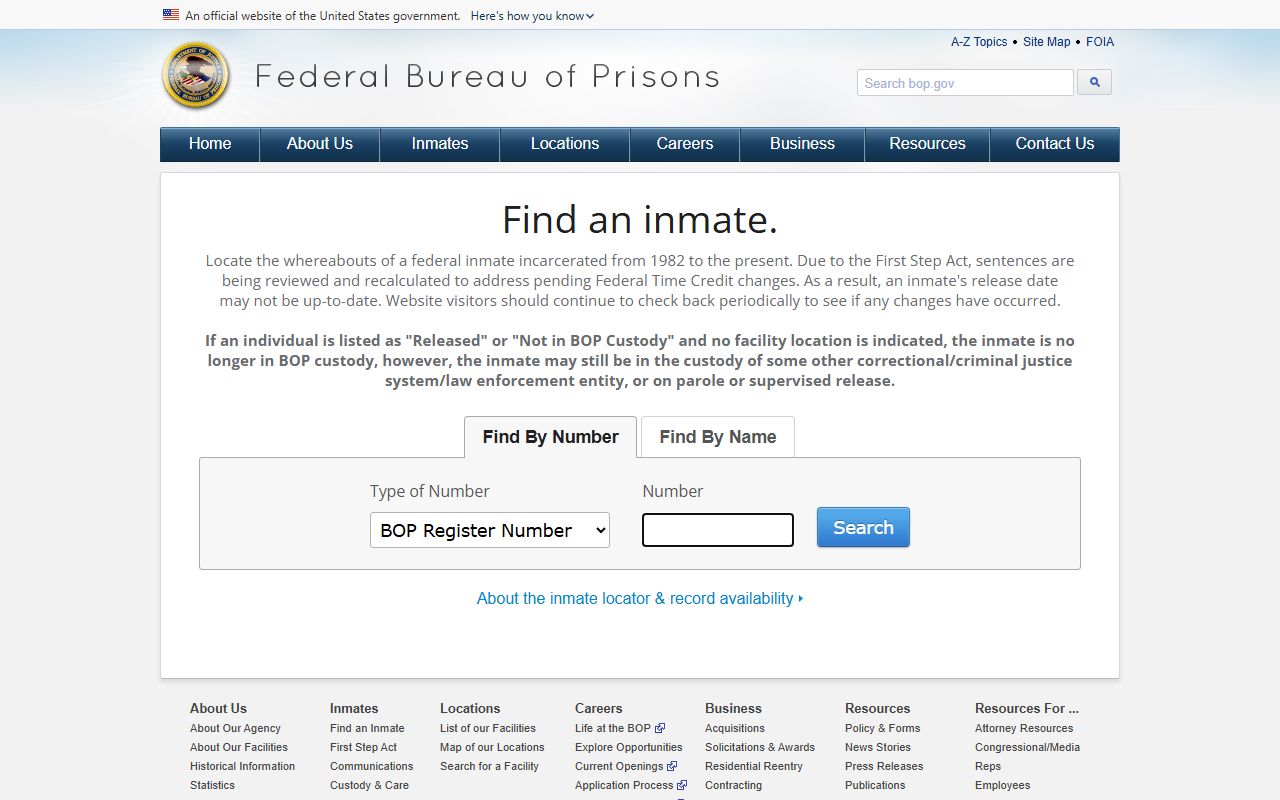 Marion County inmate search federal BOP inmate locator source