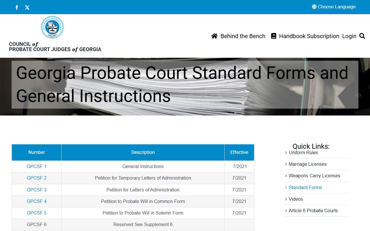 Marion County probate records Georgia probate standard forms
