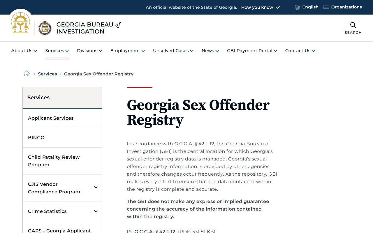 Marion County warrant search GBI sex offender registry service source